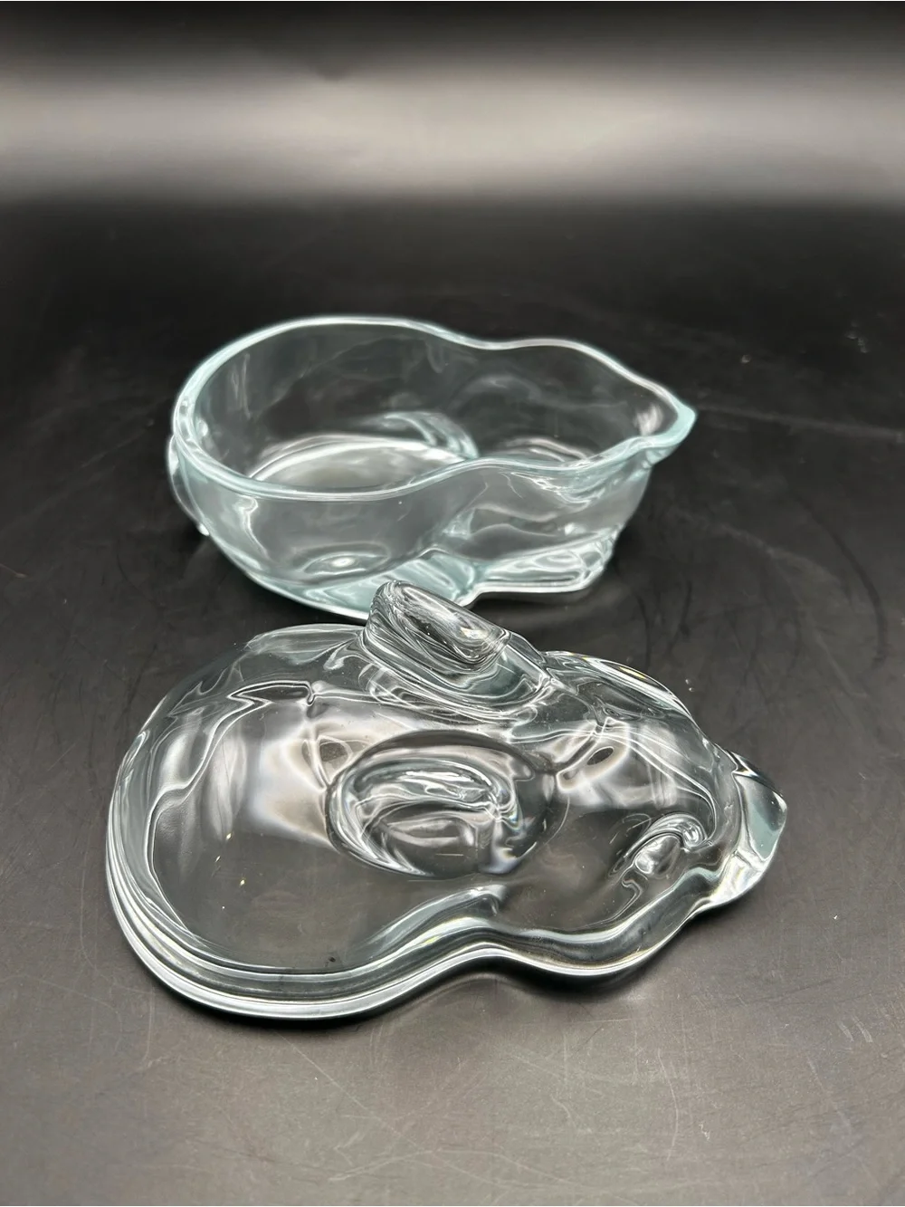 Crate & Barrel Blue Glass Bunny Trinket Box - Home Accents